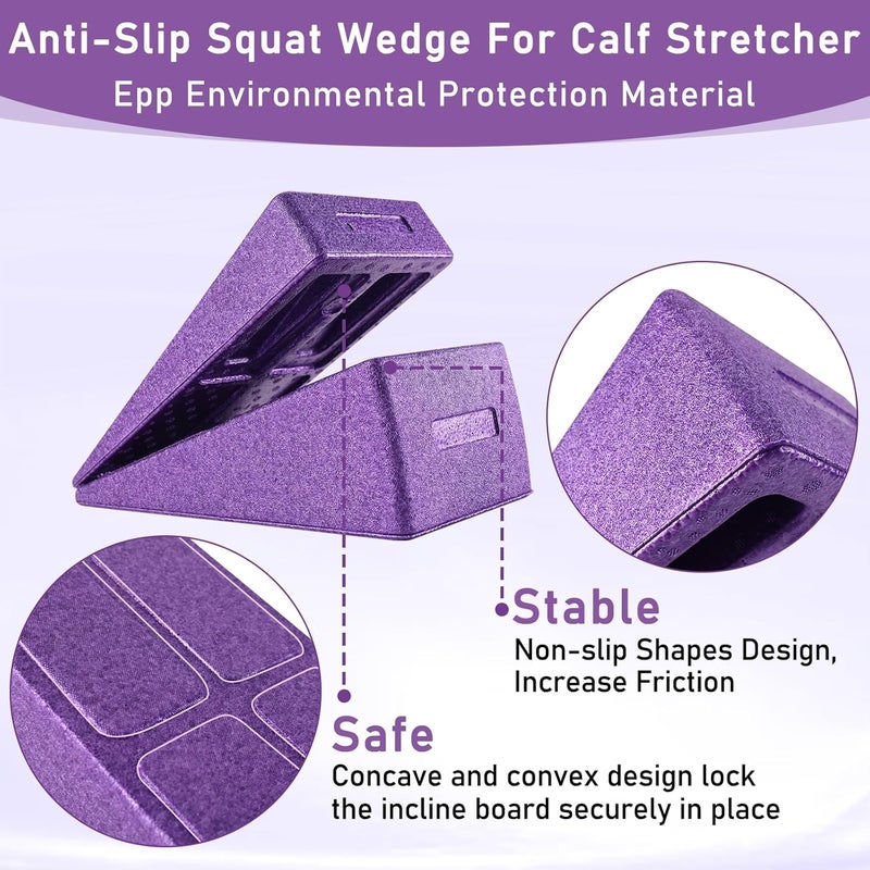 Grope Slant Board Squat Wedge for Calf Stretching，3 Pcs 12" x 6.3" Foot Stretcher Balance Board for Plantar Fasciitis, Adjustable Foam Slant Board Wedge Great for Exercises - Image 4